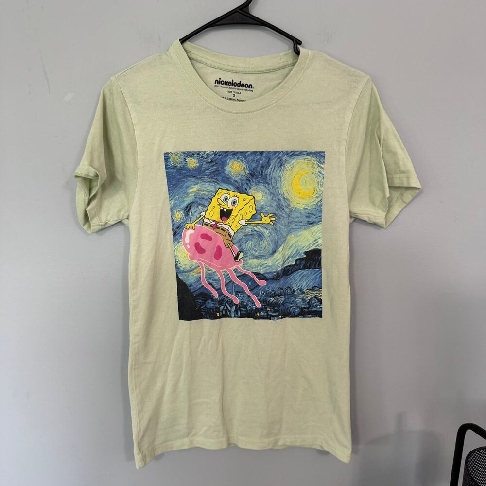 Spongebob Squarepants Jellyfish Fields Starry Night Tee Shirt Adult Size Small